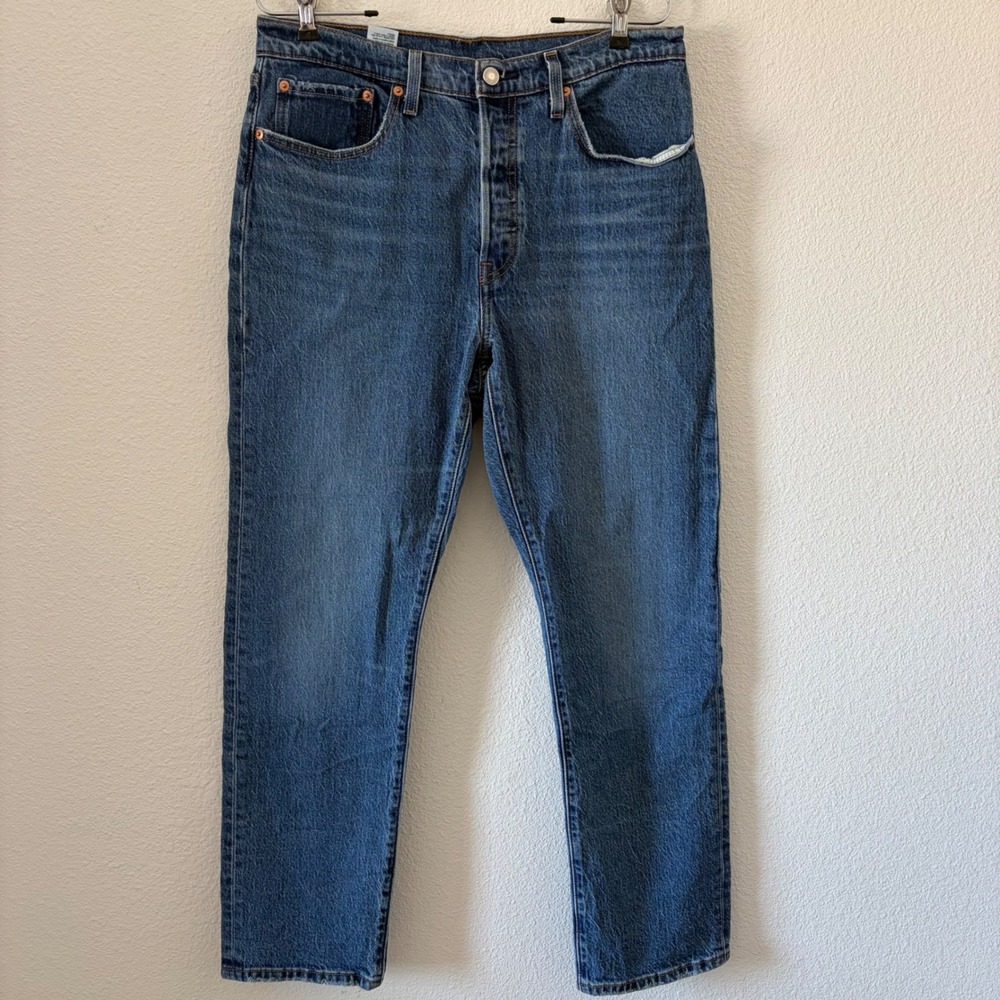 Levi's 501 Org Fit Jeans Mens Medium Blue Straight Leg Button Fly Denim W32 L29 - Picture 2 of 9